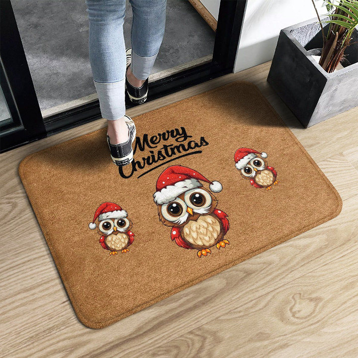 Owl Christmas Door Mat – Charming Welcome Mat