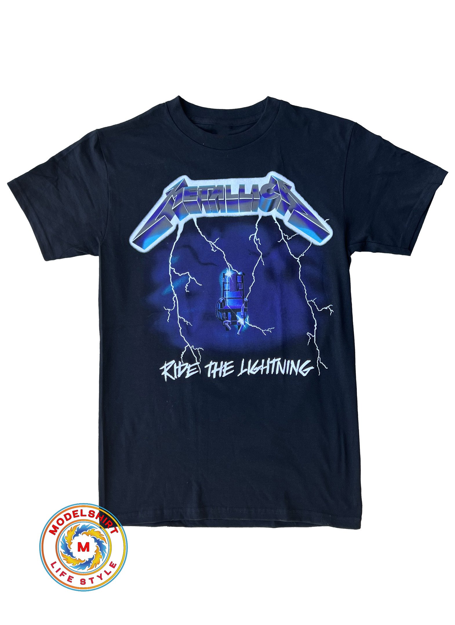 T-shirt Metallica Ride The Lightning Officiel - Noir, Coton, Taille Regular, Neuf Avec étiquette
