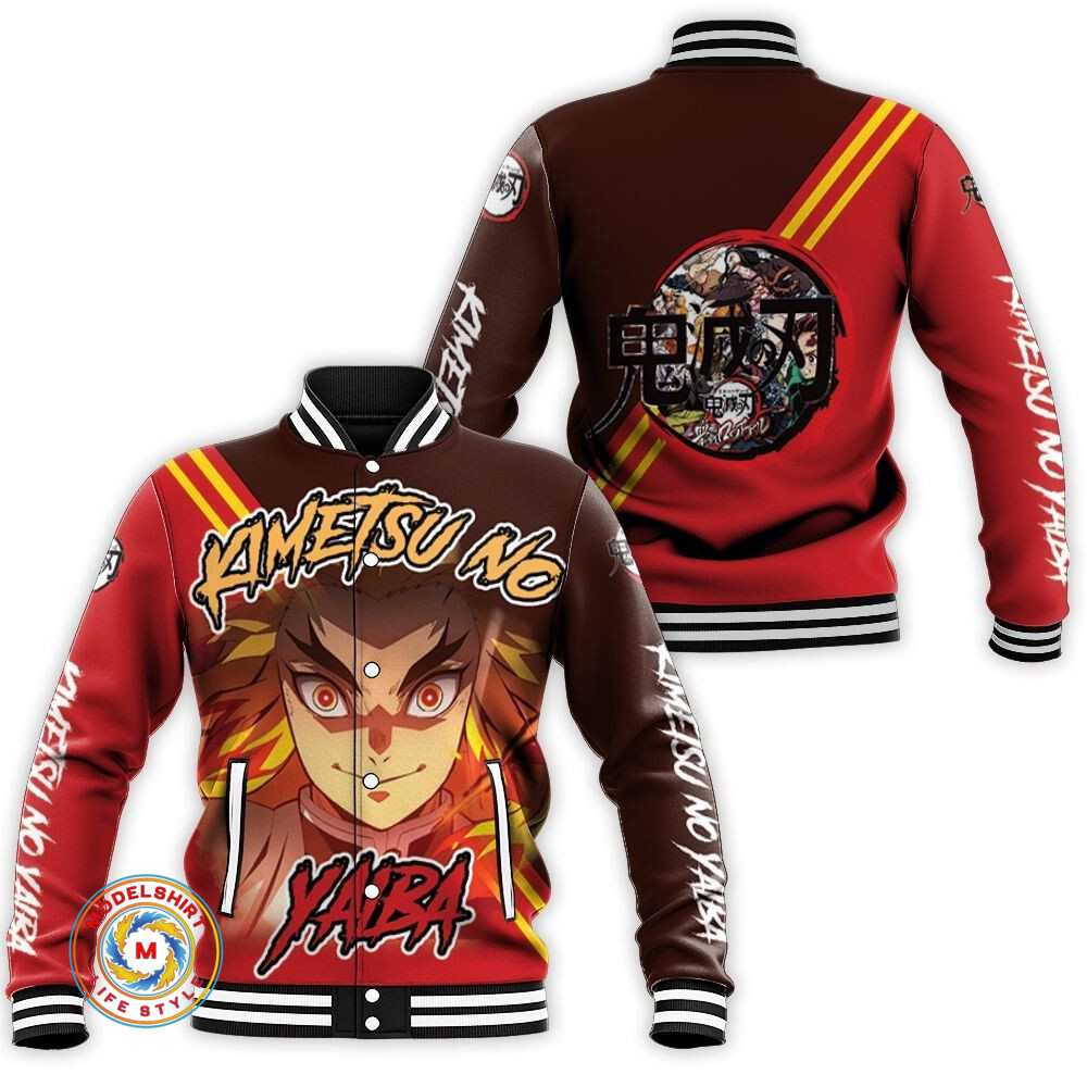 Rengoku Kyojuro Kimetsu No Yaiba Baseball Jacket - Model Shirt Store