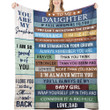 To My Daughter Throw Blanket from Dad Daughter Blanket from Dad Graduation Birthday Gifts for Daughter Father To Daughter Gifts