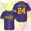 Custom Name And Number Baseball Jersey, Personalized Mardi Gras Baseball Jersey, Custom Mardi Gras Baseball Jersey
