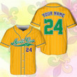 Custom Name And Number Baseball Jersey, Personalized Mardi Gras Baseball Jersey, Custom Mardi Gras Baseball Jersey