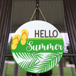 Summer Welcome Sign, Happy Summer Round Door Sign, Summer Sign, Flip Flop Summer Door Decor