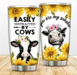 Sunflower Cow Tumbler Stainless Steel, Cattle Travel Cup with Lid Vacuum Insulated Coffee Mug, Heifer Tumbler for Men Boys Friends Girls