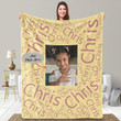 Personalized Blanket Gift, Custom Name Photo Color Blanket, Unique Blanket Gift For Him Her On Birthday Christmas Anniversary Valentine
