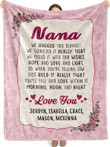 Custom Name Pink Flower Blanket for Grandma, Gigi, Grandmother You'll Feel Our Love Nana Throw Blanket, Gift from Grandkids for Nana Mimi