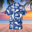 Blue Diving Hawaiian Flower Shirt, Hawaii Shirt, Casual Shirt, Short Sleeves Shirt, Beach Shirt, Summer Trip