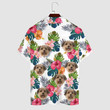 Custom Pet Face Leaves Flower White Hawaiian Shirt, Personalized Dog Cat Face Tropical Aloha Summer Shirt, Funny Pet Hawaii Shirt