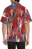 Custom Face Coconut Tree Red Short Sleeve Hawaiian Shirt, Personalized Photo Hawaiian Shirt For Family