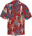 Custom Face Coconut Tree Red Short Sleeve Hawaiian Shirt, Personalized Photo Hawaiian Shirt For Family