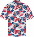 Custom Face Patriotic Short Sleeve Hawaiian Shirt, Personalized Photo  Independence Day Hawaiian Shirt