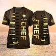 3D Shirt - Custom Chef T Shirt Chef Knives Brown And Gold
