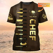 3D Shirt - Custom Chef T Shirt Chef Knives Brown And Gold