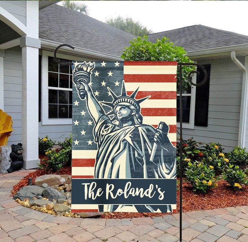 Personalized Statue of Liberty Garden Flag, Fourth of July Garden Flag, Yard Flag, Welcome Flags, House Flag, Garden Decor, Independence Day