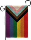 LGBT Garden Flag, Pride Flag, Pride Progress Garden Flag Support Rainbow Love LGBT Gay Bisexual Pansexual Transgender Small Decorative Gift Yard House Banner Made in USA