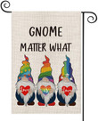 LGBT Garden Flag, Pride Flag, Rainbow Love Is Love Gnome Matter What Garden Flag Vertical Double Sided, Love Heart LGBT Holiday Party Yard Outdoor Decoration