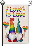 LGBT Garden Flag, Pride Flag,  LGBT Gnomes Garden Flag 12 x 18 Inch Double Sided, Love is Love Gay Pride Lesbian Transgender Bisexual Yard Outdoor Decoration