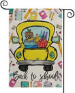 Back To School Garden Flag,  Welcome Back to School Stationery Garden Flag Double Sided, Leopard Pencil Car Mini Flag, First Day of School Teacher Appreciation Yard Outdoor Decoration