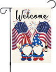 Independence Garden Flag,  Memorial Day USA Garden Flag Double Sided Vertical, Small Burlap Welcome Gnome America Yard Flags Banner 4th of July Independence Day Outdoor House Decorations