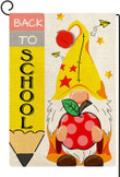 Back To School Garden Flag,  First Day Garden Flag Burlap Vertical Double Sided Colorful Gnome Apple Pencil School Teacher Appreciation Yard