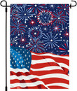 Independence Garden Flag, 4th of July Garden Flag Patriotic American Flag Fireworks Yard Flag Double-Sided Red Blue White Holiday Outdoor Flag