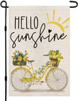 Summer Garden Flag Vertical Double Sided For Summer Decor Yellow Bicycle Hello Sunshine Small Garden Flag Floral Decorative Garden Flag For Outside Yard Summer Outdoor Decoration