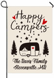 Camping Garden Flag, Happy Campers Garden Flag for Outside, Custom Family Name Camping Trailer Campsite Rv Decorative House Flag Home Decor Banner