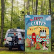 Camping Garden Flag,,  Home Decorative Happy Camper Dog Cat Garden Flag, Polka Dots House Yard USA Camping Trailer Outside Decoration