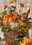 Thanksgiving Garden Flag,  Fall Home Decorative Pumpkin Gourd Chickadee Garden Flag, Autumn House Yard Maple Leaves Bird Outdoor Welcome Decor