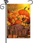 Thanksgiving Garden Flag, Fall Welcome Thanksgiving Pumpkin Small Garden Flag for Outside  Vertical Double Sided Leaves Flowers Autumn Burlap Yard Decoration