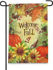 Thanksgiving Garden Flag, Welcome Fall Home Decorative Garden Flag, House Yard Flag Vertical Double Sided Decor Butterfly Birds Sign with Pumpkin Sunflowers