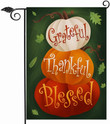 Thanksgiving Garden Flag,  Thanksgiving Grateful Thankful Blessed Garden Flag Double Sided, Fall White Pumpkin Maple Leaves Decorative House Yard Outdoor Small Decor