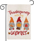 Thanksgiving Garden Flag, Thanksgiving Garden Flags for Outside,Fall Thankful Gnomes with Pumpkins Yard Flags,Small Seasonal Garden Decor for Rustic Farmhouse Lawn Outdoor Outside