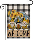 Summer Garden Flag ,Gnome Bees and Truck with Sunflowers Small Yard Flags for Outside,Seasonal Buffalo Plaid Decoration for Farmhouse Outdoor Holiday