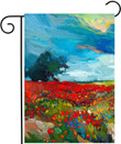 Spring Garden Flag, Watercolor Spring Floral Flower Fields Nature Farm Landscape Abstract Garden Yard Flag, Polyester Welcome House Flag Banners for Patio Lawn Outdoor Home Decor