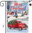 Christmas Garden Flag, Merry Christmas Gnomes Burlap Yard Flags, Red Truck with Xmas Tree Snowman Winter Welcome Holiday Vertical Lawn Signs for Home Outdoor Decorations Gifts