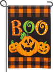 HalloweenGarden Flag, Pumpkin Boo with Buffalo Check Plaid Garden Flag, Halloween Yard Flag Outdoor Indoor Halloween Decoration