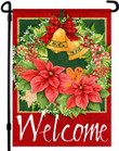 Christmas Garden Flag - Pinecone and Poinsettia Christmas Flag  - Small Christmas Flags for Winter Garden Decorations - Christmas House Flags for Porch, Yard - Suits Standard Poles