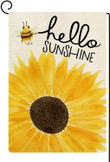 Sunflower Garden Flag, Hello Sunshine Summer Sunflowers Garden Flag Double Sided Watercolor Cute Bee Kind Farmhouse Yard Flag