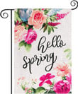 Spring Garden Flag, Colorful Flowers Burlap Spring Decorations, Double Sided Hello Spring Decor, Outdoor Indoor Yard Flag