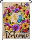 Butterfly Garden Flag,  Welcome Summer Flower Wreath Home Decorative Garden Flag, Daisy Floral House Yard Vintage Butterfly Decor Outside Decorations, Spring Farmhouse Outdoor Small