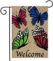 Butterfly Garden Flag, Butterfly Welcome Spring Burlap Garden Flag Butterflies, Garden Spring Garden Flag Floral Butterfly, Standard Garden Flag Stands Stand, Yard Flag Holder