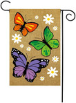 Butterfly Garden Flag,  Butterfly Trio Burlap Spring Double Sided Garden Flag Floral Daisies Yard Flag, Garden Spring Garden Flag Floral Butterfly, Standard Garden Flag Stands Stand