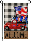 4th of July Patrioctic Welcome Truck Garden Flag 12x18 Inch Double Sided USA Flag Plaid Memorial Day Independence Day Outside Yard Party Decoration