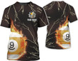 Thunder Fire 9 Ball Billiard Custom Name 3D Shirts, Personalized Billiards AOP T-Shirt, Gift For Billiard Team, Billiards Lover