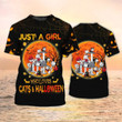 3D All Over Print Halloween Shirt Just A Girl Who Loves Cats And Halloween T Shirt