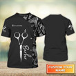 Customized Black 3D Barber Tshirt Scissors Barber Stylist Barber Shop Uniform Barber Gifts