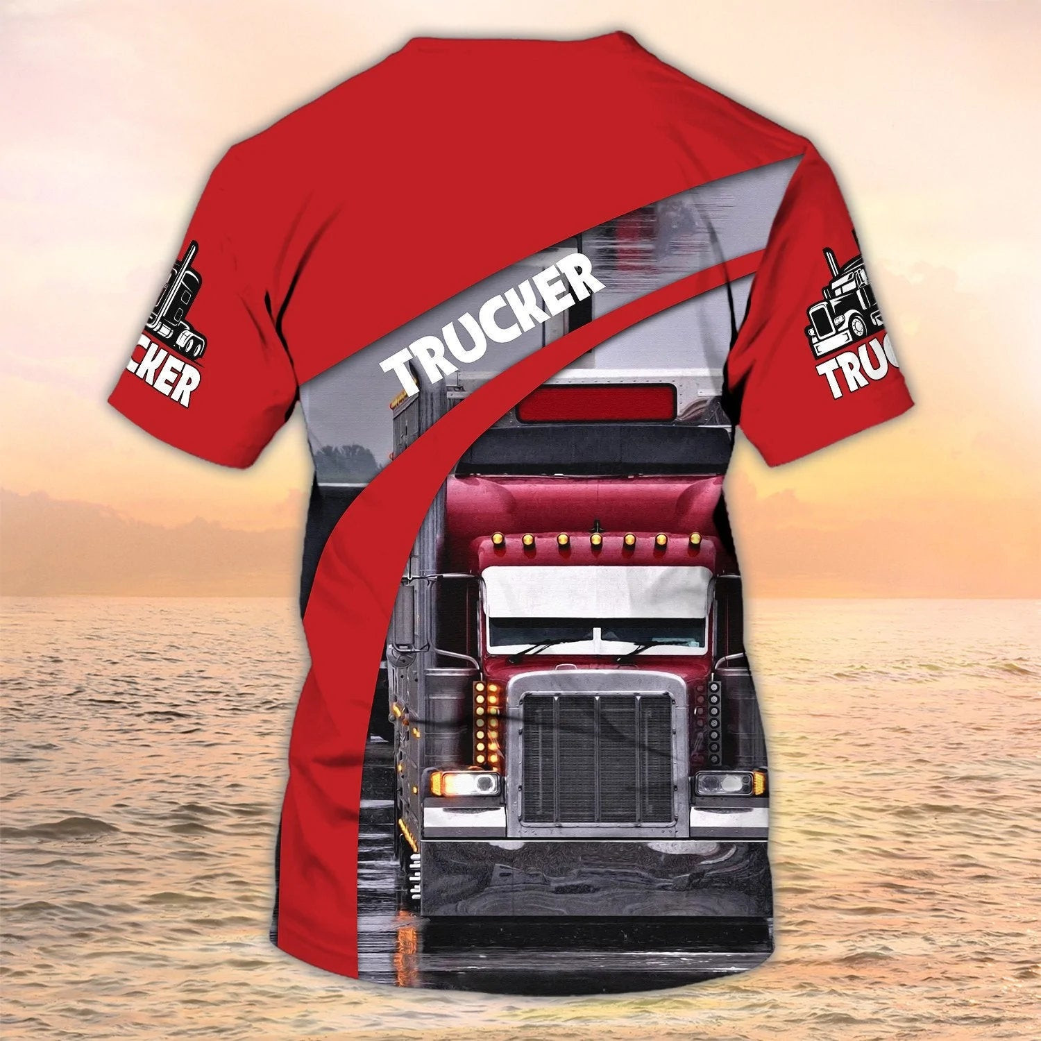 Custom Red Trucker T Shirt Men Women 3D Truck Sublimation On Shirt Gift For Trucker