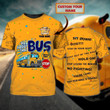 Custom Name 3D School Bus T Shirt All About That School Bus Shirts