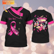 Custom Name 3D Nursing Shirt Healthcare Worker Breast Cancer Awareness Tshirt